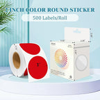 2 Inch Round Color Coding Labels (500 Count) - Red Dot Stickers Circle Labels with Dispenser Box for Warehouse, Filing, Industrial, Office Organization
