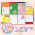 Henoyso 108 Pcs Rainbow Name Tags for Classroom Desks Colorful Boho Plates Students Name Labels Adhesive Desk Plate Board Decoration for Classroom Teacher Back to School Party Decor