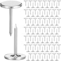 100 Pcs Heavy Duty Thumb Tacks, 7/16 Inch Flat Head Carpet Tacks, Decorative Extra Long Push Pins for Office Home Furniture Upholstery Carpets Wood Surfaces(Silver)