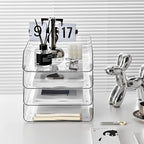 Gagee 2 Pack Paper Organizer for Desk,Clear Stackable Paper Sray Holder ﻿, Office Desk Organizer for Notes, Pens, File, Document