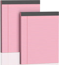 2 Pack Legal Pads 8.5 X11, College Ruled Notebook, 100 Sheets Pink Note Pad, Writing Pads 8.5x11, Tear Off Notepad, Lined Paper, Notebook Paper for Office Home School, 50 Sheet/Pad