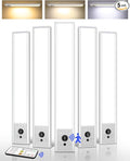 EZVALO 5 Pack Under Cabinet Lighting, 2400mAh Rechargeable Motion Sensor Light, 10inch Magnetic Closet Lights with Dimmable & 3 Color Temps, Wireless Motion Activated Lights with Remote for Kitchen