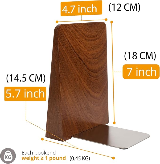 DRELIFAM Wood Handmade Book Ends to Hold Books Large Heavy Duty Bookends for Shelves Decorative Book End for Heavy Books