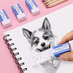 White Erasers, 6 Pack Block Pencil Erasers – Smudge-Free Latex-Free, Erasers for Kids School Supplies, Clean Erase for Homework, Office & Drawing (Art Use)