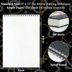 Sketch Book for Kids, 9" x 12" Kid Sketchbook, 100 Sheets (73lb/120gsm) Drawing Paper for Kids, Spiral Sketch Pad for Kid, Christmas Gifts for Grandkids.