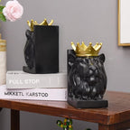 Kakizzy Book Ends Decorative, Lion Bookends for Shelves, Animal Book Stopper Decorative, Modern Book Ends for Heavy Books, Lion Figurines Statues Indoor, Unique Book Lover Gift(Black Lion)