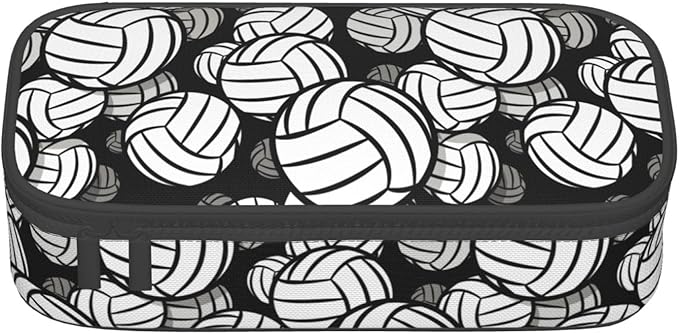 HKHEHOP Volleyball Ball Pattern Pencil Case Big Capacity Storage Pencil Pouch Stationery Bags With Zipper Portable Pen Holder Box Organizer For Boys Girls Teens Student College School Office Supplies
