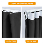 hoeflife Room Divider Curtains Blackout Floor to Ceiling Curtain with Hook Wall Mount Sliding Door Curtains Ceiling Mount Extra Wide Curtain Wall Divider for Room Separation (Black, W150 x H84 Inch)