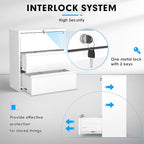 Pataku Metal Lateral File Cabinet with Lock, Steel Filing Cabinet 3 Drawer, Locking Office Home Wide Organization File Cabinets for Hanging Files Letter/Legal/F4/A4 Size, (White-3Drawer)