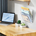 SUPEASY Clear Acrylic Single Pocket, Large Plastic Hanging Wall Mount File Holder Wall File Organizer for Mails, Document, Magazine, Letter Size for Office Home, 3 Pack
