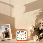Tinload 5.5" Large Analog Alarm Clock • Silent Non Ticking • Gentle Wake • Beep Sounds • Increasing Volume • Battery Operated Snooze and Manual Light • Retro Orange
