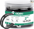 OURU 10pcs 2 Inch Stainless Steel Cable Clamps,Rubber Coated Cushioned Insulated Cable Clamp,Automotive Cable Wire Clamps,Pipe Clamps,Metal Clamp for Tube,Lines,Wire Cord Installation(Black,51mm)