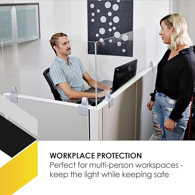 OBEX Acrylic Mounted Large Brackets Quality Desk Privacy Panel & Divider for Your Office Cubicle-Increase Separation & Improve Productivity (Clear, 24"W X 42"H)