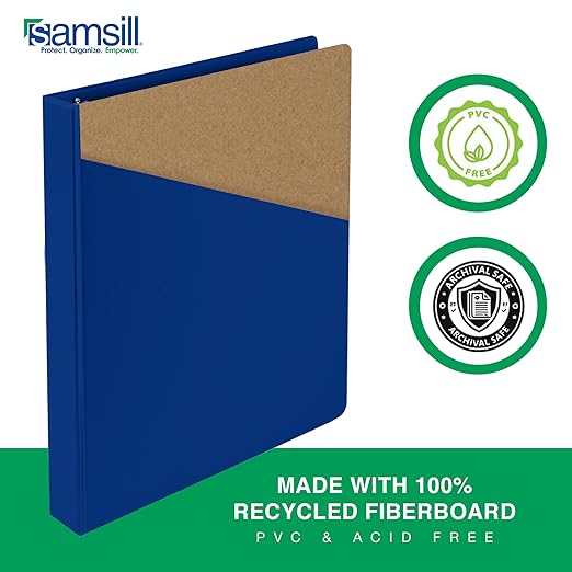 Samsill 0.5 Inch 3 Ring Binder, Made in USA, Economy Round Ring, Clear View Cover, 100 Sheet Capacity - for School, Home, Office - Blue, 4 Pack