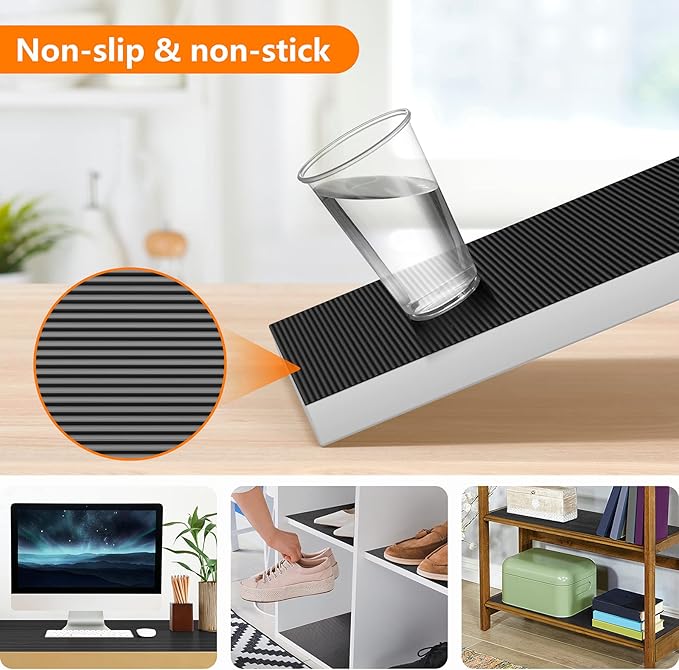 Shelf Liners for Kitchen Cabinets Non Adhesive Drawer Liner EVA Material Cupboard Mat Refrigerator Mats Washable Fridge Liner for Cabinet, Storage and Desks 23.6 x 157.4 Inches