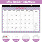 Desk Calendar 2026, 21 Months Calendar Runs from October 2025 to June 2027 - Large 17" x 12" Desktop/Wall Monthly Planner for Home School, or Office - Checkered