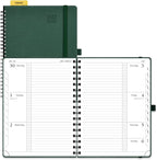 POPRUN Planner 2025-2026, Horizontal Weekly Notebook Jul.25-Jun.26 (Medium 6.75''x 8.75''), Academic Calendar Book with Monthly Tabs, Spiral Soft Cover, Inner Pocket, 100 GSM - Army Green