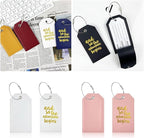 Portable Leather Travel Labels with Privacy Cover and Steel for Business Trips and Vacations Luggage Label for Travel