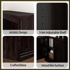 Bevfint 70 Inch Tall Bookcase with Doors, Library Office Bookshelf with Adjustable Shelves, Floor Standing Book Cabinet Shelves for Living Room Bedroom with Anti Tipping Kit, Dark Cherry Finish