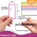 Availey 32 Pieces (4 x 1.8) - Colored Border Magnetic Dry Erase Labels - Reusable Strips for Classroom Home Office Garage Refrigerator - Blank Writable Erasable Cards Name Tags Students Locker Shelf