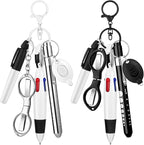 12 pcs Nurse Pen Set Two Colors Black Silver Include Permanent Marker Pen Pen Lights for Nurses Retractable Ballpoint Pen Nursing Keychain Clip Foldable Scissors LED Flashlight Keychain for Nurses