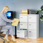 AFAIF 3 Drawer File Cabinet with Lock, Metal Filing Cabinets for Home Office, Vertical White Locking File Caninet, Steel Narrow Three Drawer File Cabnet for Letter/Legal / A4 / B4- Assembly Required