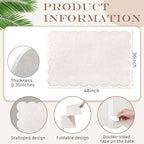 Mooliwe Scalloped Felt Bulletin Board 48 x 36 Inches Foldable Beige Pin Cork Board Alternative for Wall, 4' x 3' Trifold Picture Vision Self Adhesive Bulletin Decorative