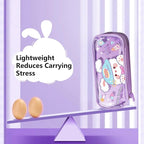 UINSUE Cute Pen case Adorable Bunny Transparent 3-Layer Large Capacity Pencil Case Gadget organizer with Lovely Stickers (Purple-Doggy)