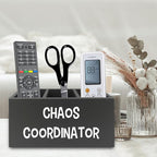 XPH Chaos Coordinator Black Pen Pencil Holder Organizer for Desk, Thank You Gifts for Women Men Coworkers Boss Leader Manager, Appreciation Gifts Wooden Box Sign for Office Tabletop Decorations