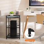 OYEAL Computer Tower Stand, PC Tower Stand Metal Rolling Cart Holds up to 40lbs, 2 Tier Mobile Printer Stand with Storage Under Desk for Home & Office, Black