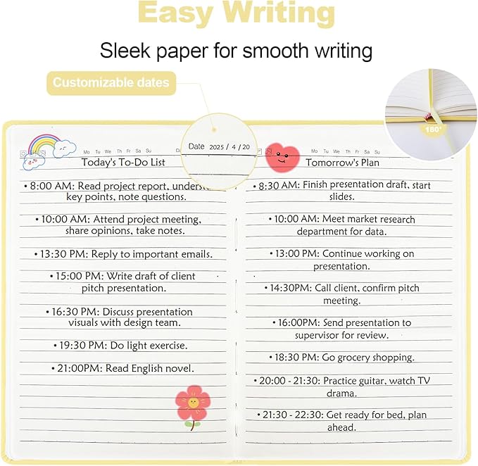 SUQJOY Lined Journal Notebooks for Writing, 100 GSM Thick Paper, 1 Pack Hardcover Notebooks, A5 College Ruled Notebook, Journaling Notebook for School/Travel/Office (Yellow- 1 Pack)