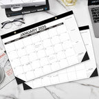 Desk Calendar 2026-18-Month (Jan 2026-Jun 2027) 17x12 Inches, 2 Stickers Included, Desktop/Wall Monthly Calendar for Home, School & Office (Simple black)
