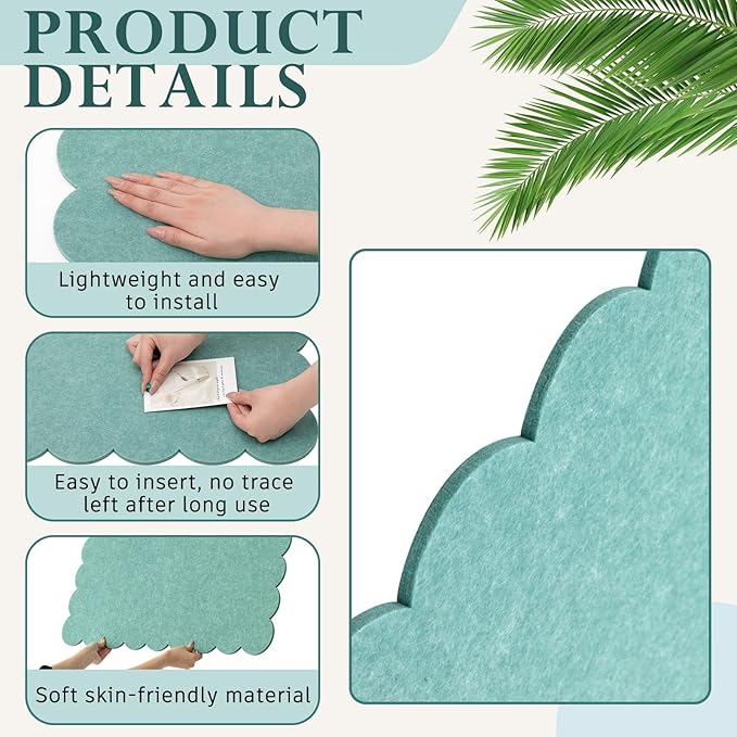 Mooliwe Scalloped Felt Bulletin Board 36 x 24 Inches Foldable Sage Green Pin Cork Board Alternative for Wall, 3' x 2' Trifold Christmas Picture Vision Self Adhesive Bulletin Decorative