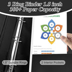 CIXILDTS 1.5-inch D Ring Binders, 3 Ring Binder Fit US Letter Size Paper, 1-1/2" Slant D Ring View Binder with 2 Pocekts, 6-Pack, Black