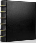 LETVPVOW Vintage Hardback 3 Ring Binder 2 Inch, Professional Leather Binders 2 Inch D Ring, Holds 400 Sheets Capacity - Black
