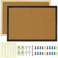 JEFURE 2 Pcs Cork Board, 17.7''x13.3'' Bulletin Board, Black Framed Corkboards for Wall, Small Cork Board, Vision Board Supplies, Prayer Board, Picture Board for Photos, Office, Home Decor, School