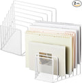 2 Pcs 7 Section Incline File Sorter Metal Wire Mesh File Rack for Desktop Letter Sorter for Magazine Folder Book Organizer Home Office School Paper Mail Desk Storage Holder (White)