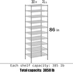 Regal Altair 21" Deep x 30" Wide x 86" Height Wire Shelving Kit | 10-Tier | NSF Commercial Storage Rack Unit