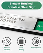 Conference Room Office Door Signs Do Not Disturb, In Use/Available Slider Sign for Home Office Wellness Conference Vacant Occupied Privacy Sliding Door Sign，Brushed Silver