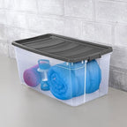 Sterilite 6-Pack Modular Stacker Box, Durable Clear Plastic Storage Bins with Latching Lids, 200 Quart - Stackable Organizing Container Boxes for Closet, Bathroom, and Office