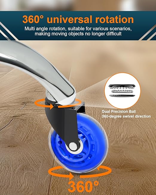 RidRed Gaming Chair Wheels - Heavy-Duty Office Chair Wheels - Replacement Rubber Casters- Universal Fit 3 Inch Chair Casters, Noise Free, Fits 98% Chair, for All Floor