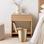 Monarch Abode Metal Bathroom Trash Can – Waste Basket for Bedroom, Office Desk, & Dorm, Handcrafted Ridge Embossed, Durable Decorative Brushed Gold Small Trash Can Bathroom Garbage Bin Wastebasket
