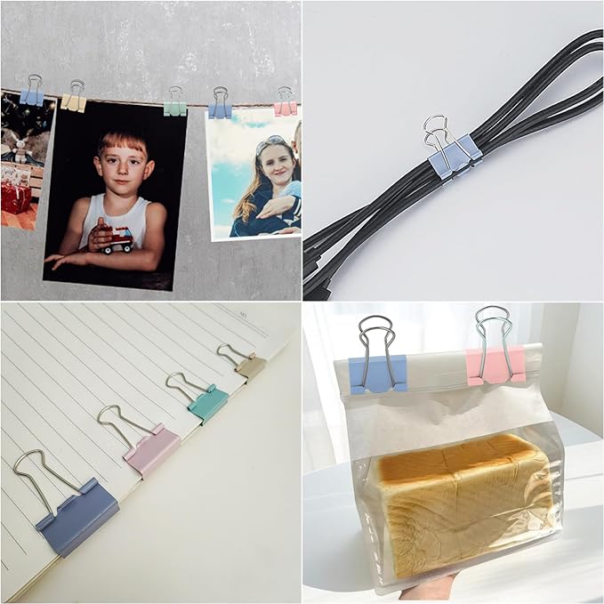 220 Pcs Colored Binder Clips Paper Clamps Assorted Sizes Large,Medium,Small,X Small for Clips Office Supplies