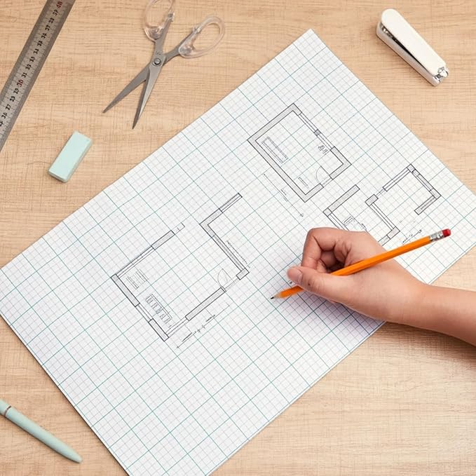 Ctosree 6 Pcs 11 x 17 Quadrille Pads 4 Squares Per Graph Paper Pad Back to School Engineer Grid Paper Pad for School Supplies 50 Sheets/Pack