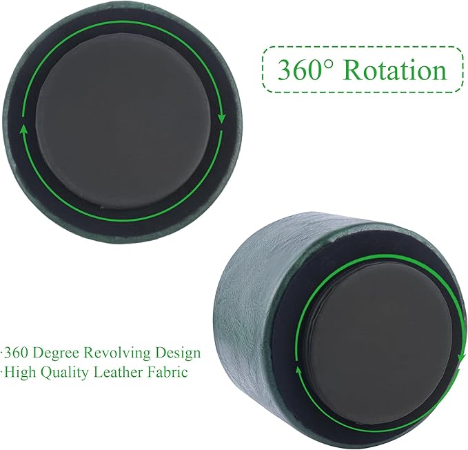 Hennaja Round Leather Art Supply Organizer,Remote Control Holder,360 Degree Spinning,Multi-Functional Pencil Holder,4 Compartments Desktop Stationary Organizer(1-Crazy Green)