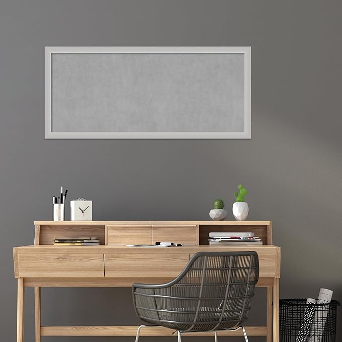 Amanti Art Silver Framed Magnetic Board 23x51 Oversize Vision Board for use with Magnets, 100% Metal Sheet to Display Items as Office Decor or for Home Organization in mudroom, Kitchen or Kids Room