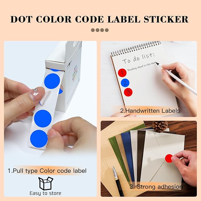 PARLAIM 2 Rolls 2000PCS 3/4" Round Circle Color-Code Dot Stickers,2 Color Style Colorful Coding Label Sticker for Home Office Classroom (Red +Blue)