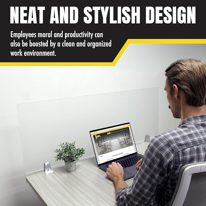 OBEX Clear Acrylic Desk Mounted Privacy Panel, 18" x 60", Clear