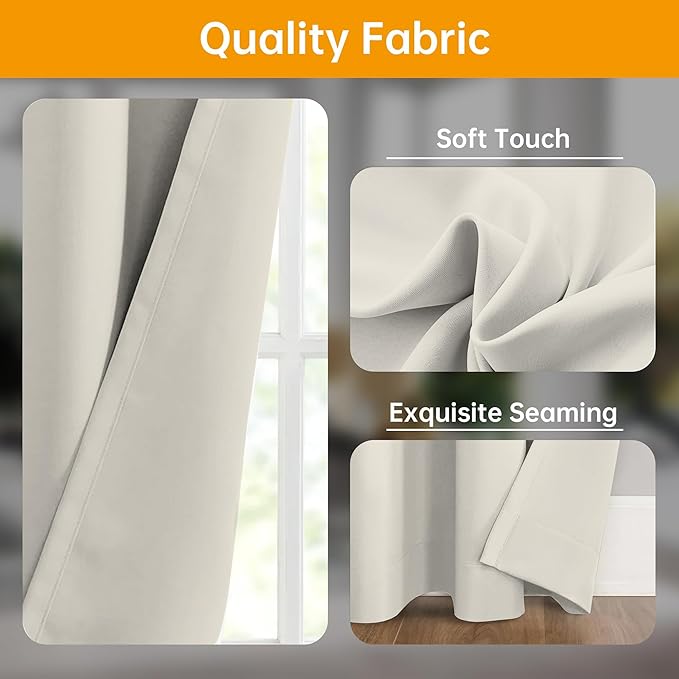 hoeflife Room Divider Curtains Blackout Floor to Ceiling Curtain with Hook Wall Mount Sliding Door Curtains Ceiling Mount Extra Wide Curtain Wall Divider for Room Separation (Beige, W180 x H84 Inch)