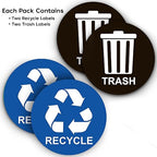 Recycle Stickers for Trash Bins - Perfect Recycling Sticker for Trash Can - 2 Pack - 5" x 5" Decal Logo - Ideal Label Sign for Home or Office Refuse Bin - Suitable for Indoor/Outdoor use